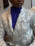 Issey Miyake silver pleated ribbon trim blazer