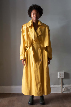 Perry Ellis Yellow Belted Trench Coat