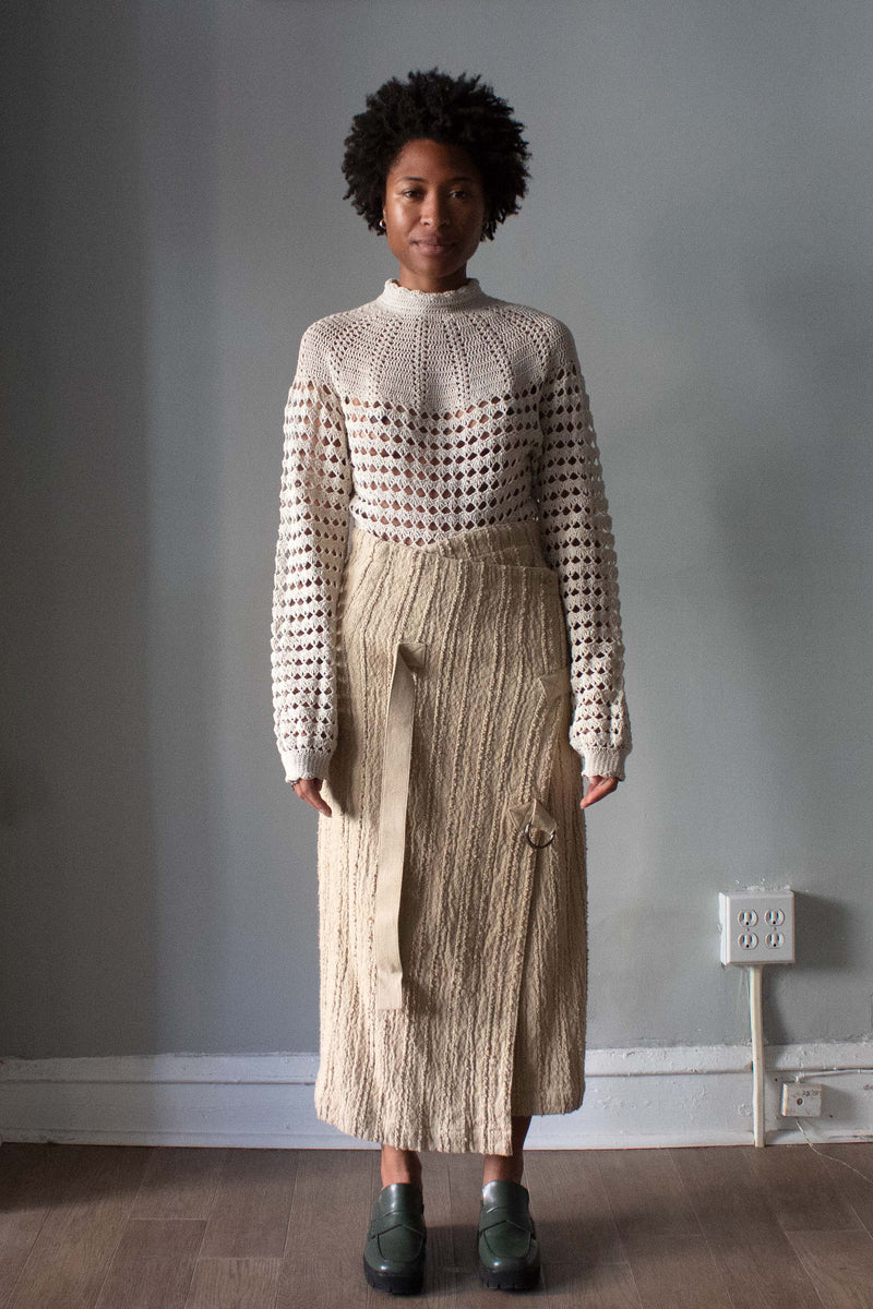 ISSEY MIYAKE✨️MISTY AP レギンス カットワーク Issey Miyake Brown Textured Cotton Wrap Skirt – Moore Vintage Archive