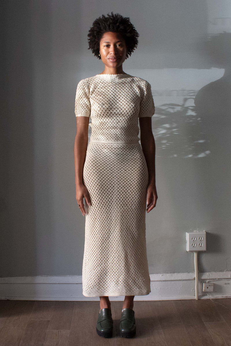 Vintage 1940s White Cotton Crochet Midi Dress – Moore Vintage Archive