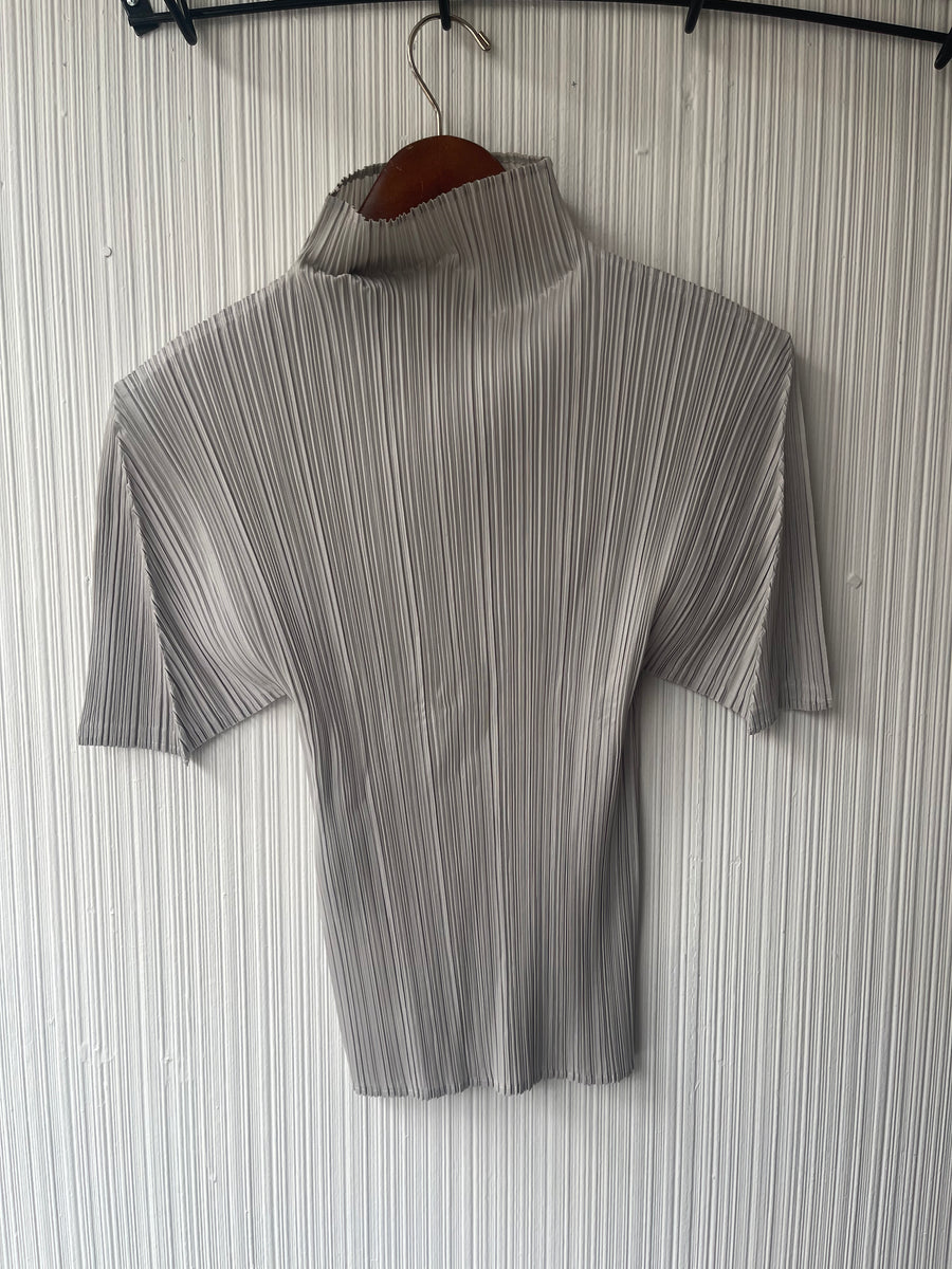 Issey Miyake Pleats Please grey top