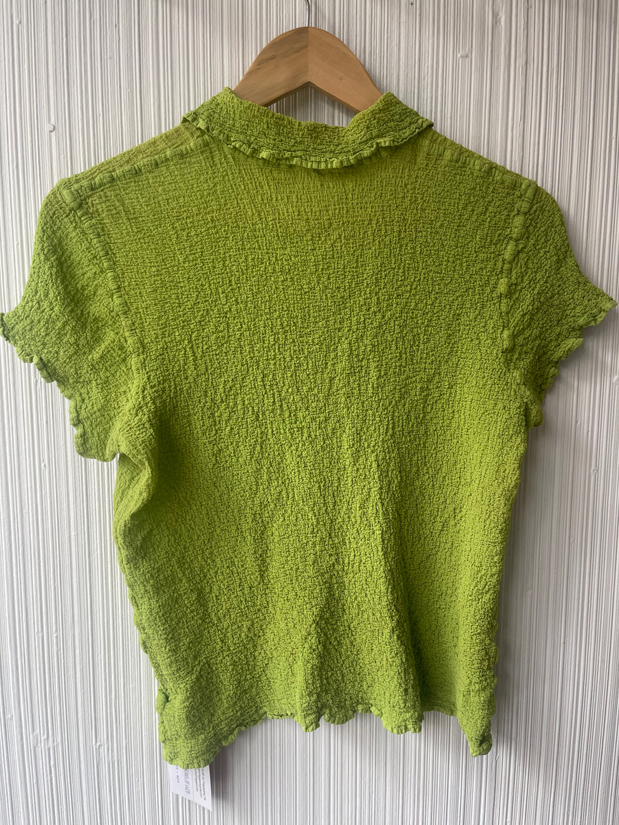 Issey Miyake ME lime green cotton blend crinkly top – Moore