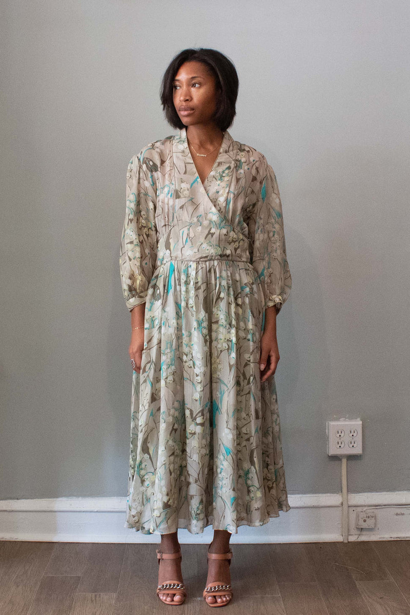 Hanae Mori Silk Floral Print Dress Moore Vintage Archive Hanae Mori Silk Floral Print Dress Moore Vintage Archive