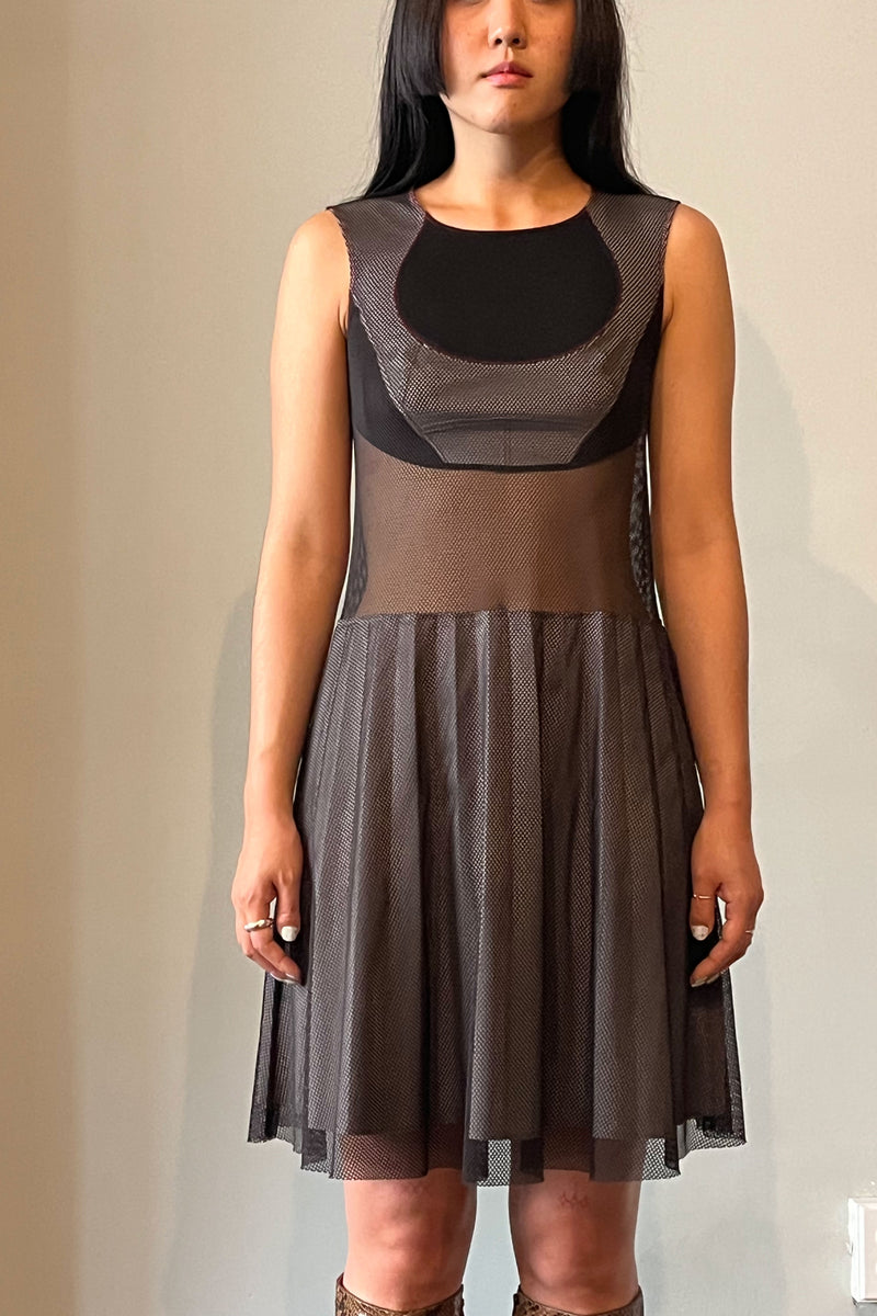 chinese dress ladies Junya Watanabe Black Mesh Dress – Moore Vintage Archive