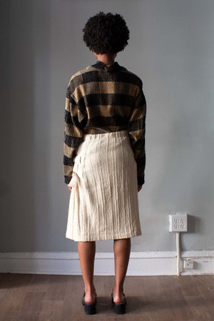 Issey Miyake Cream Textured Cotton Wrap Skirt