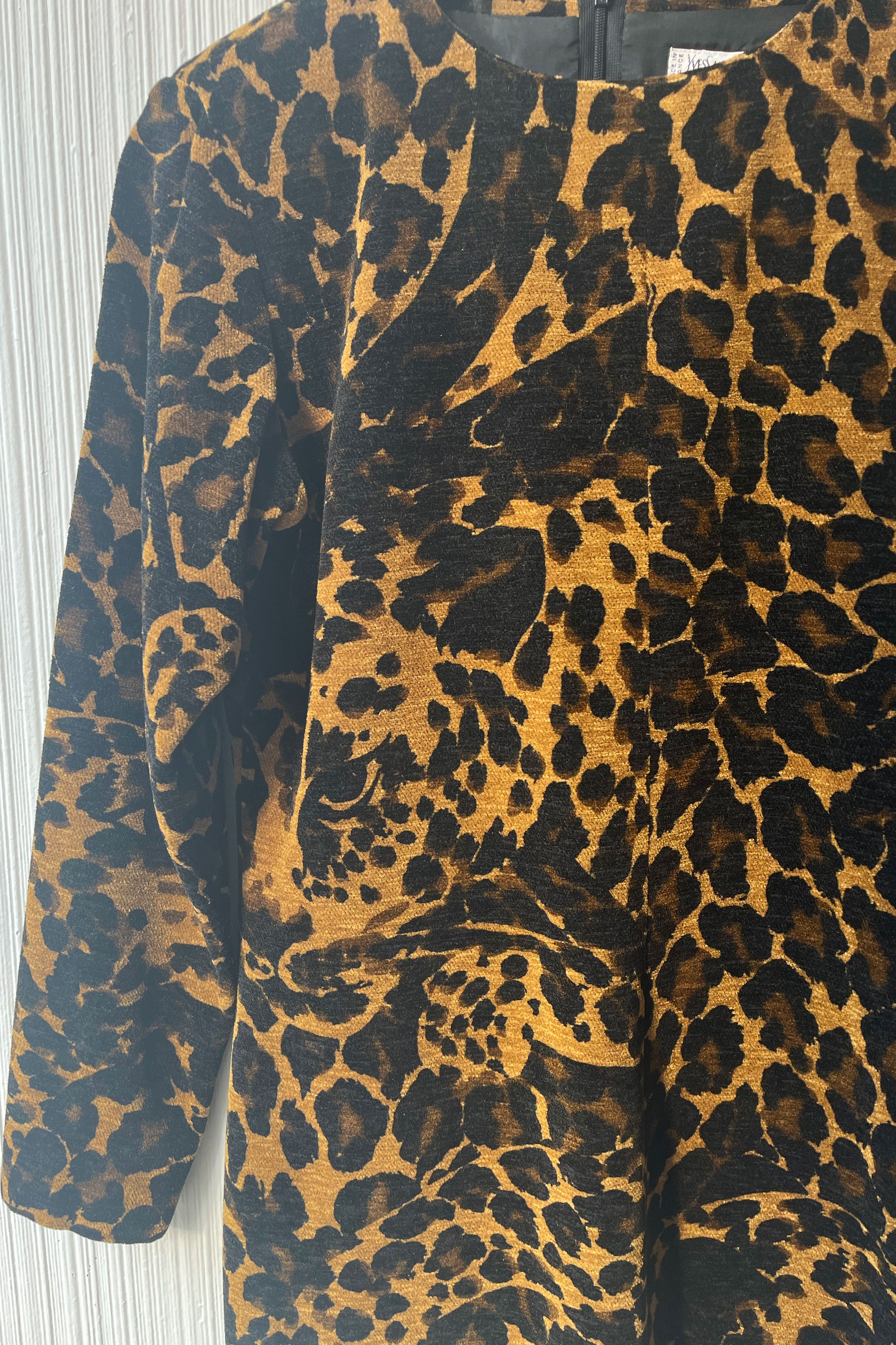 Yves Saint Laurent Trompe L'oeil Animal Print Chenille Dress