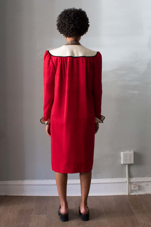 Valentino Boutique Red, White, and Black Color Block Coat Dress Moore Vintage Archive Valentino Boutique Red, White, and Black Color Block Coat Dress Moore Vintage Archive
