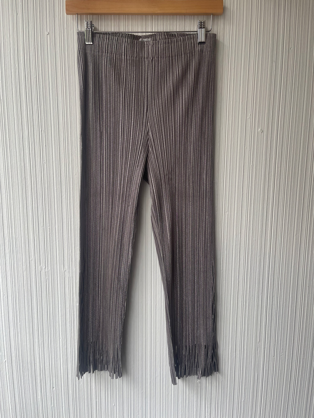 Issey Miyake Fete metallic silver cutout trousers