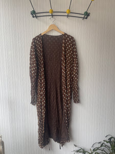 Issey Miyake brown polka dot double layer duster