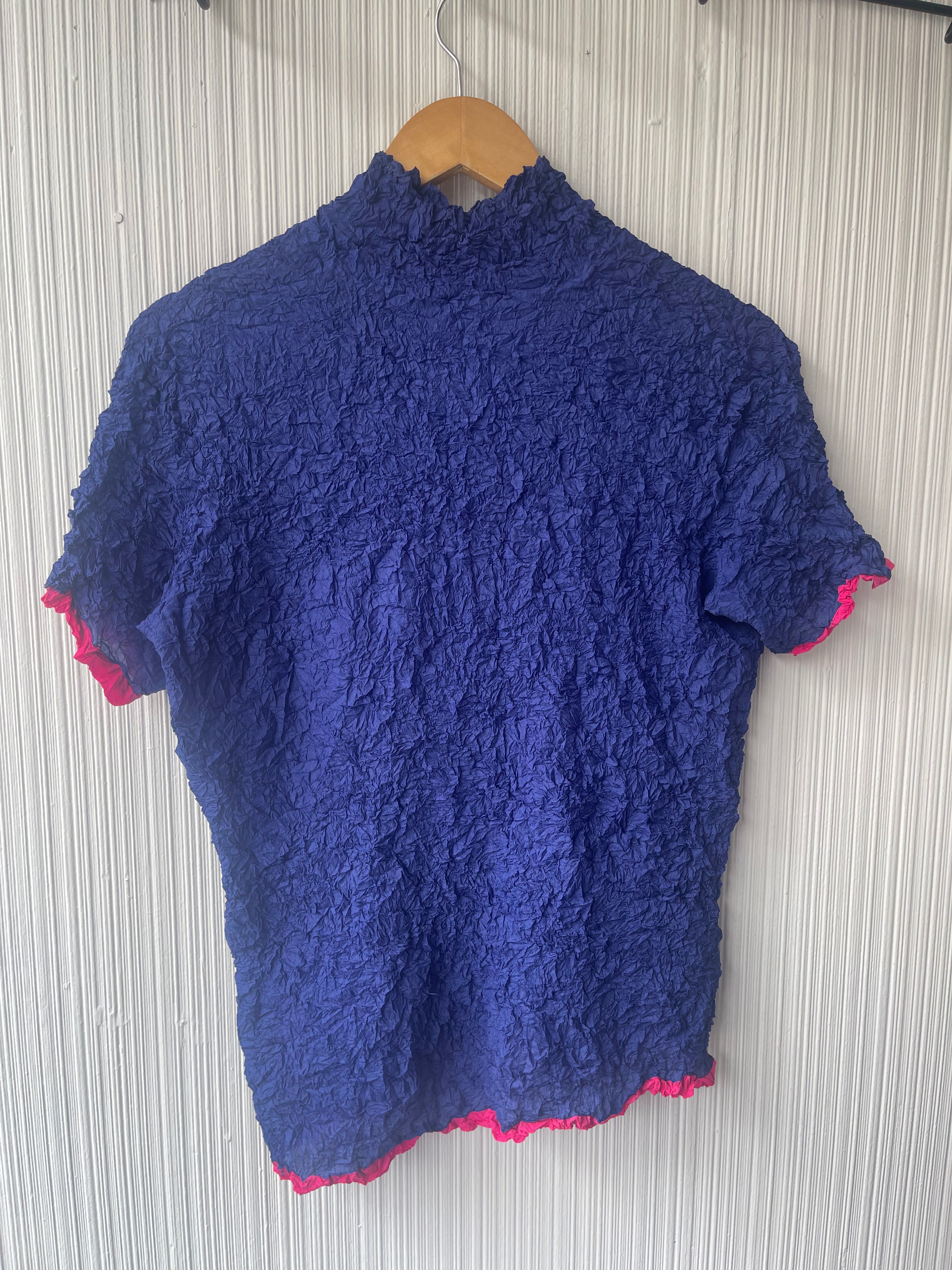 Issey Miyake blue pleated top