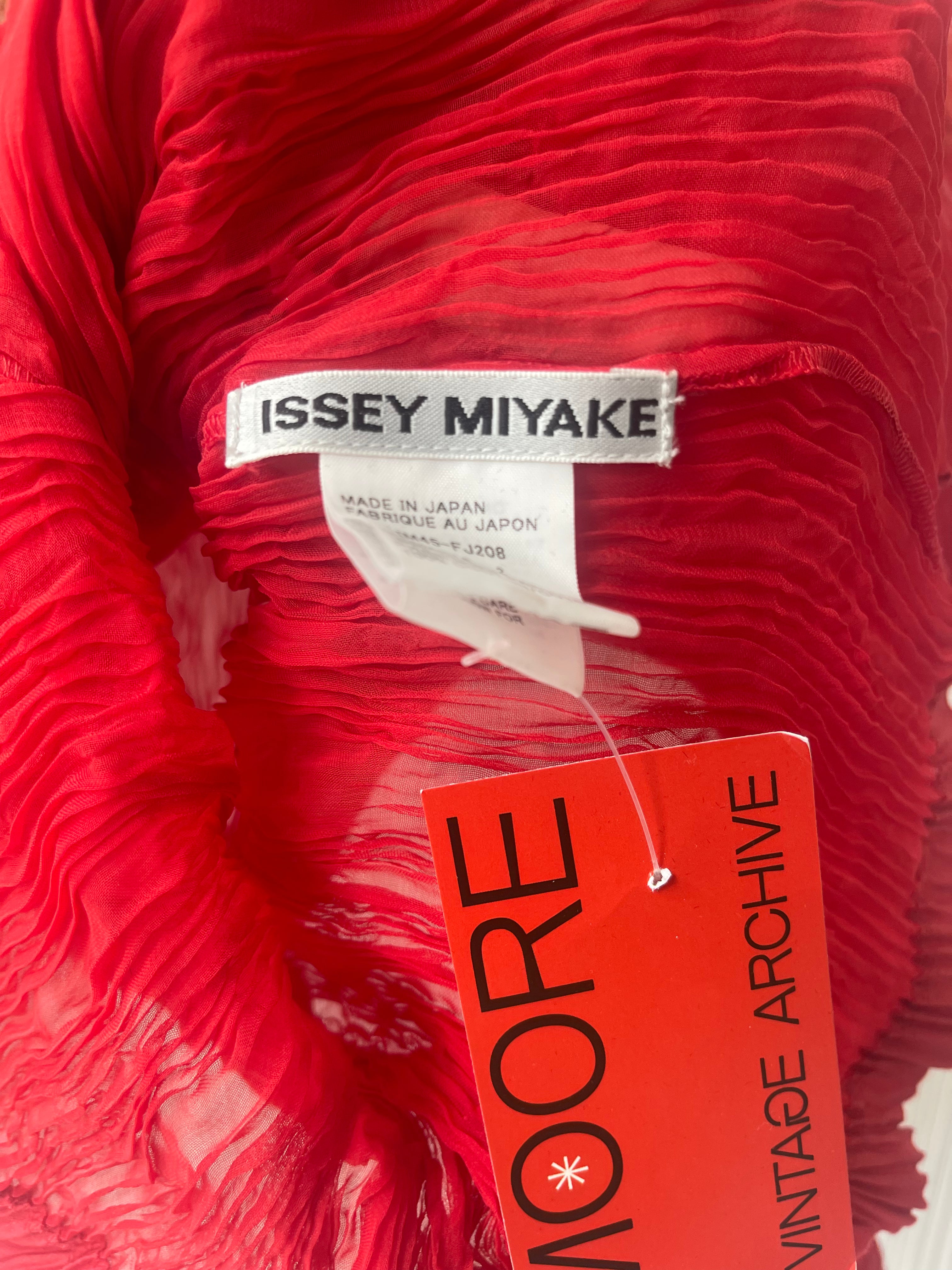 Issey Miyake red sheer pleated top