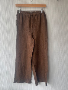 Issey Miyake bronze pleated flare pants