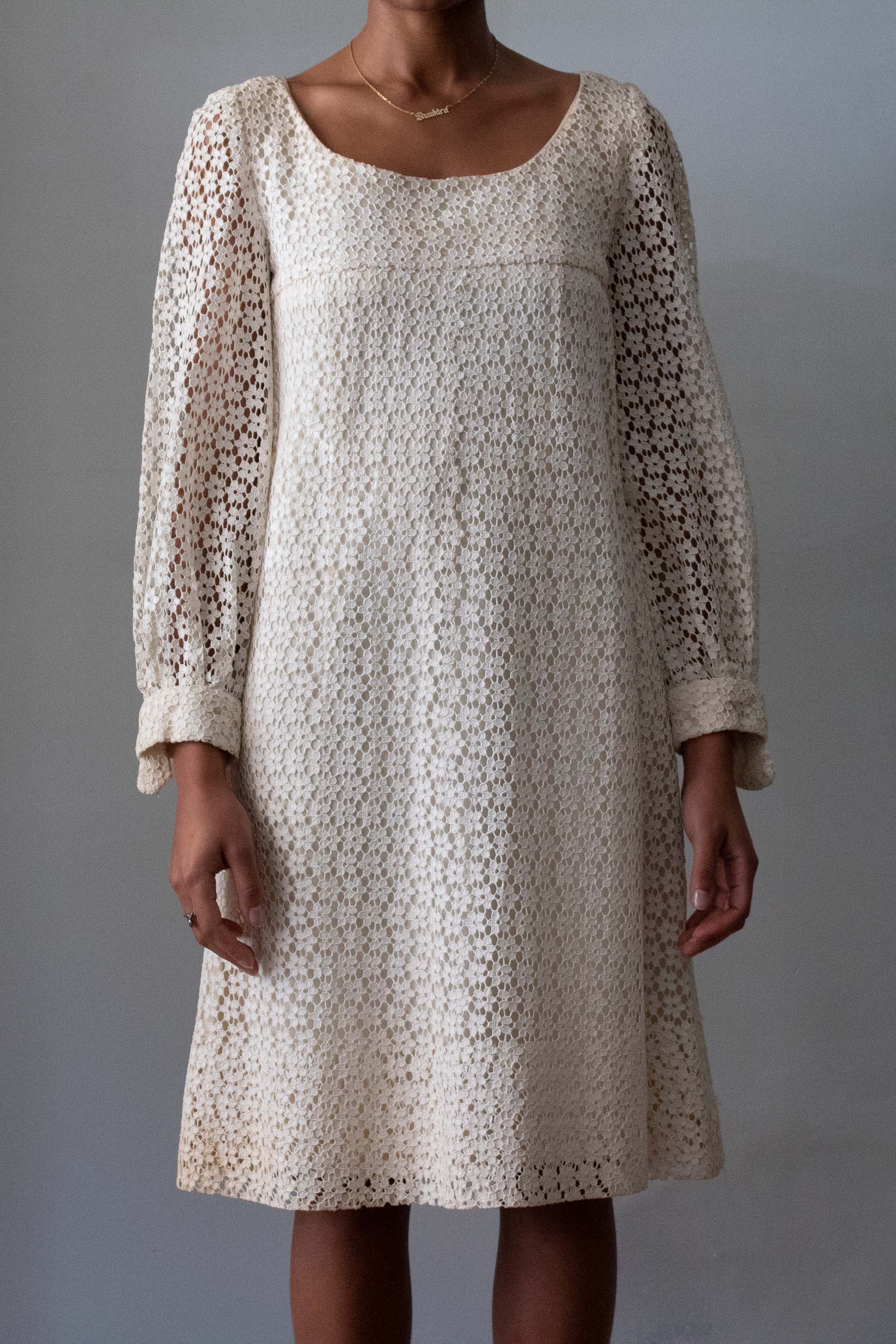 Nina Ricci White Floral Lace Dress