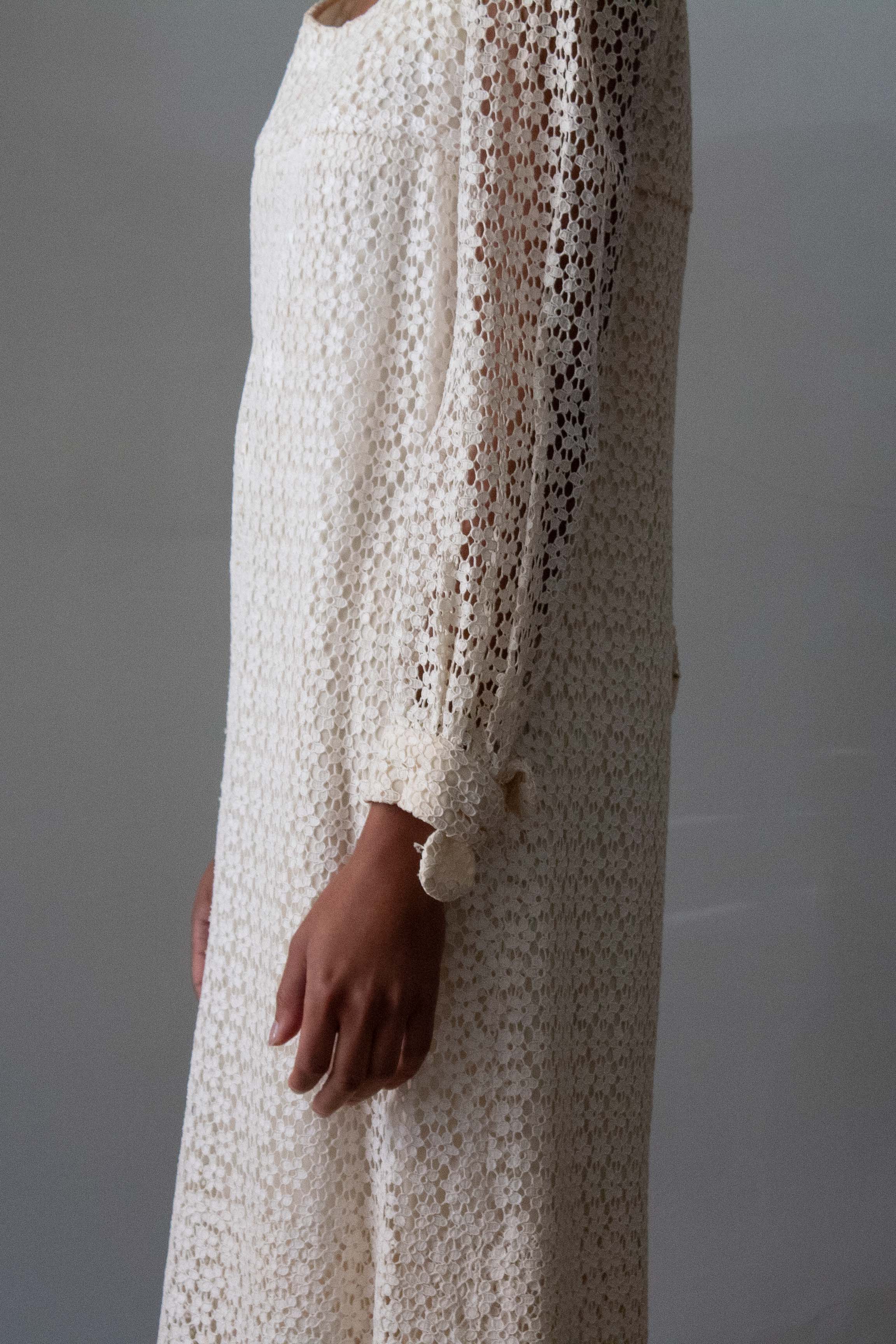 Nina Ricci White Floral Lace Dress