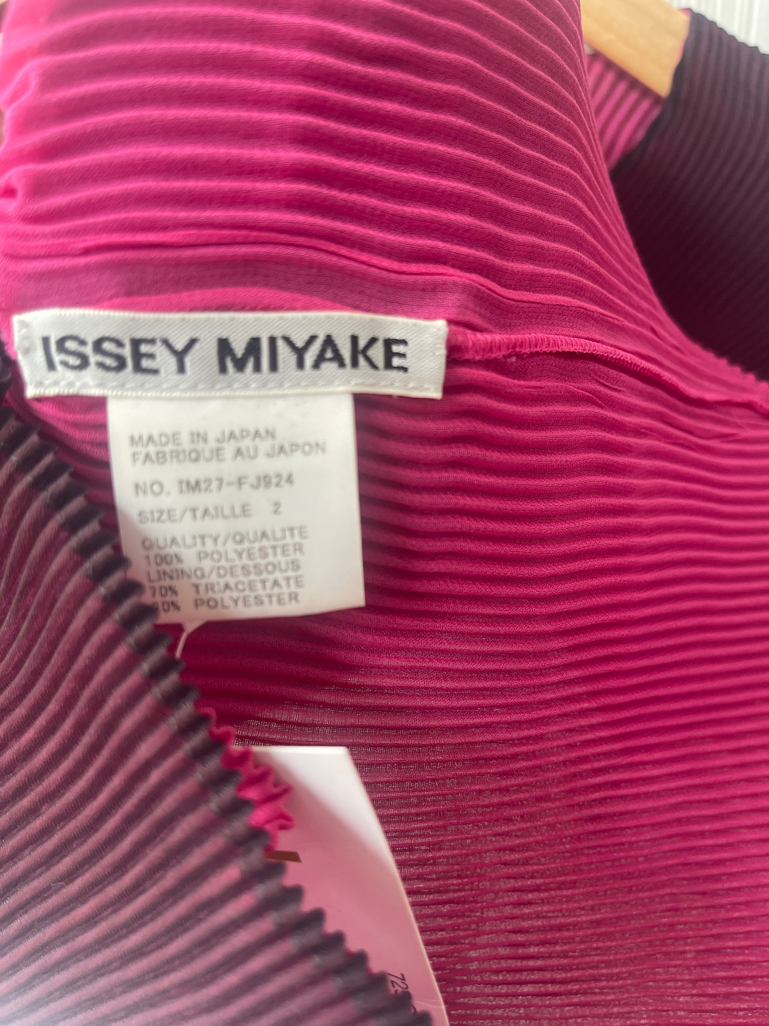 Issey Miyake double layer pink shoulder tie top