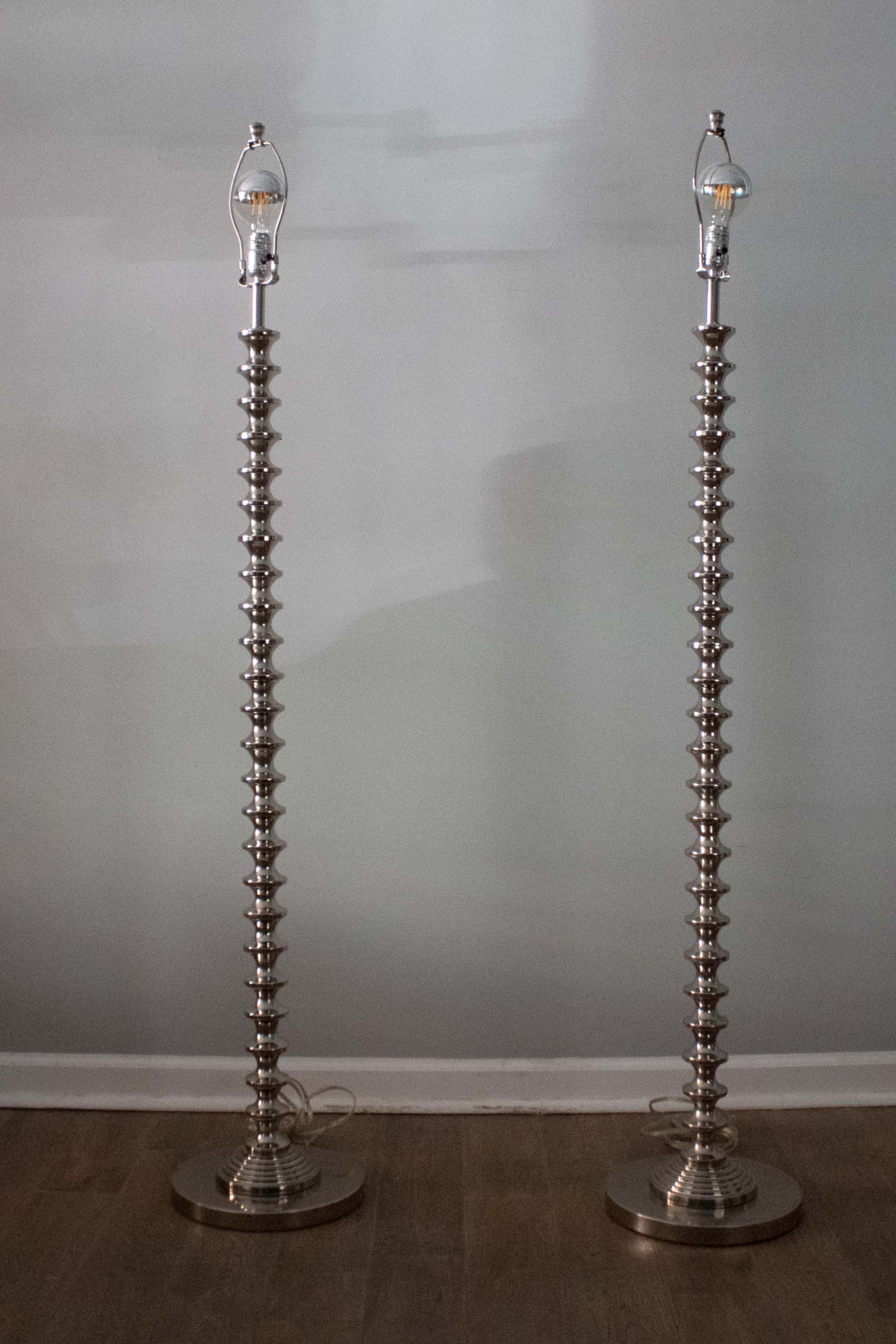 Bulbous Chrome Plated Floor Lamps