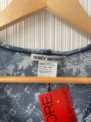 Issey Miyake Navy Mesh printed top