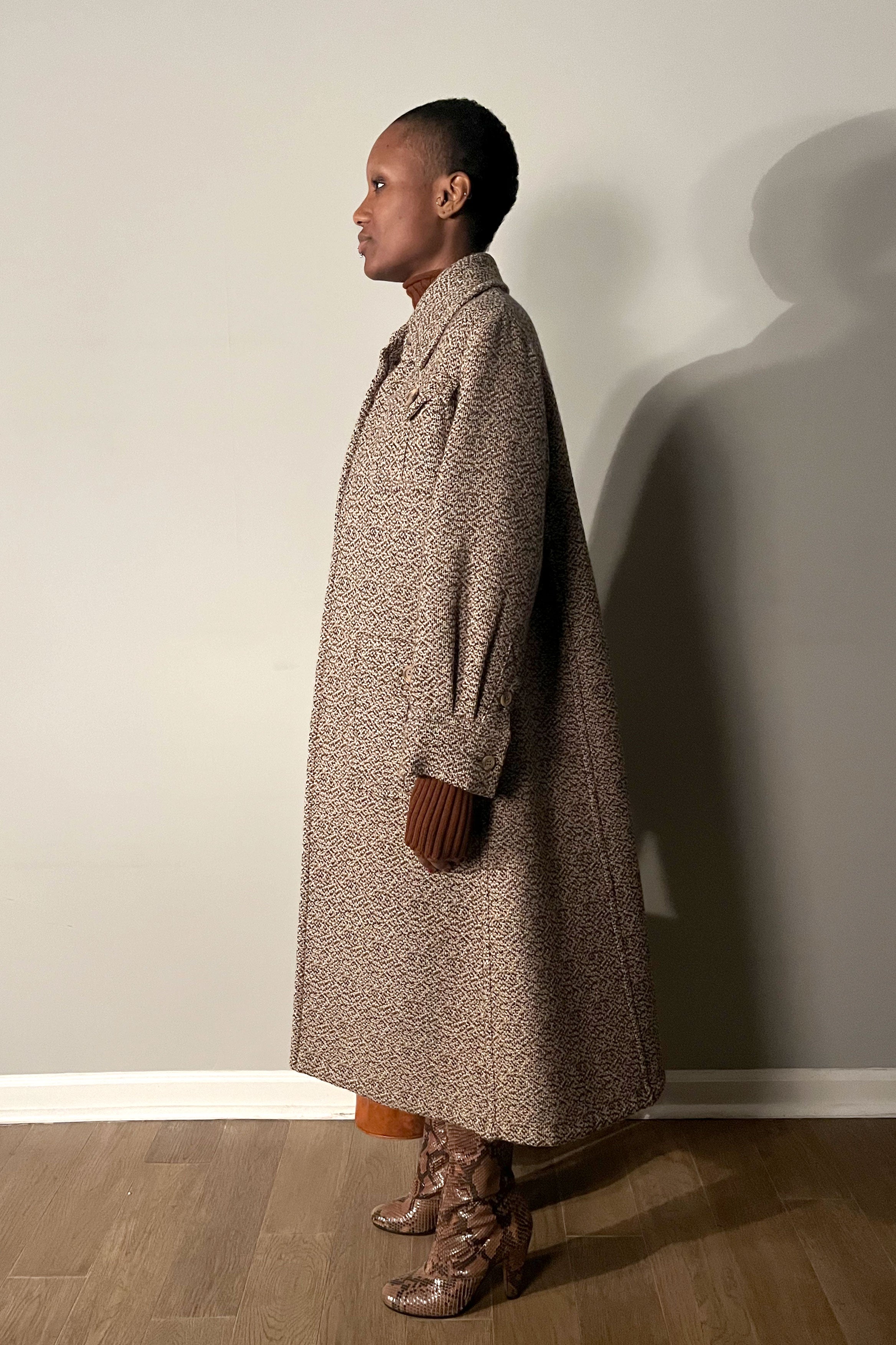 Galanos Speckled Tweed Coat