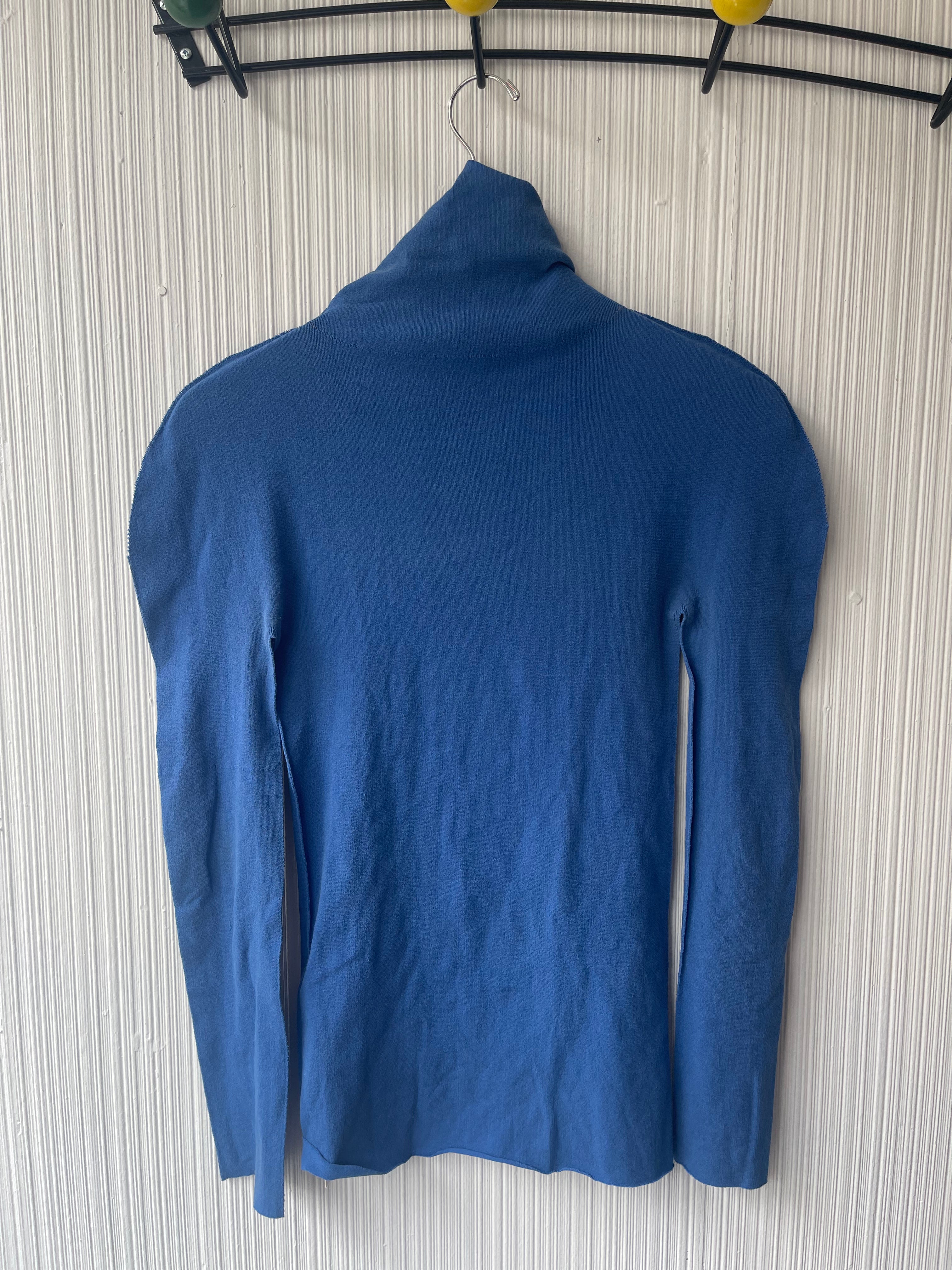 Issey Miyake APOC blue woven net turtle neck top
