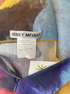 Issey Miyake watercolor printed mesh skirt