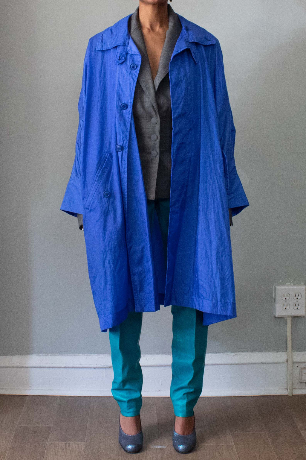 Issey Miyake Blue Nylon Windcoat