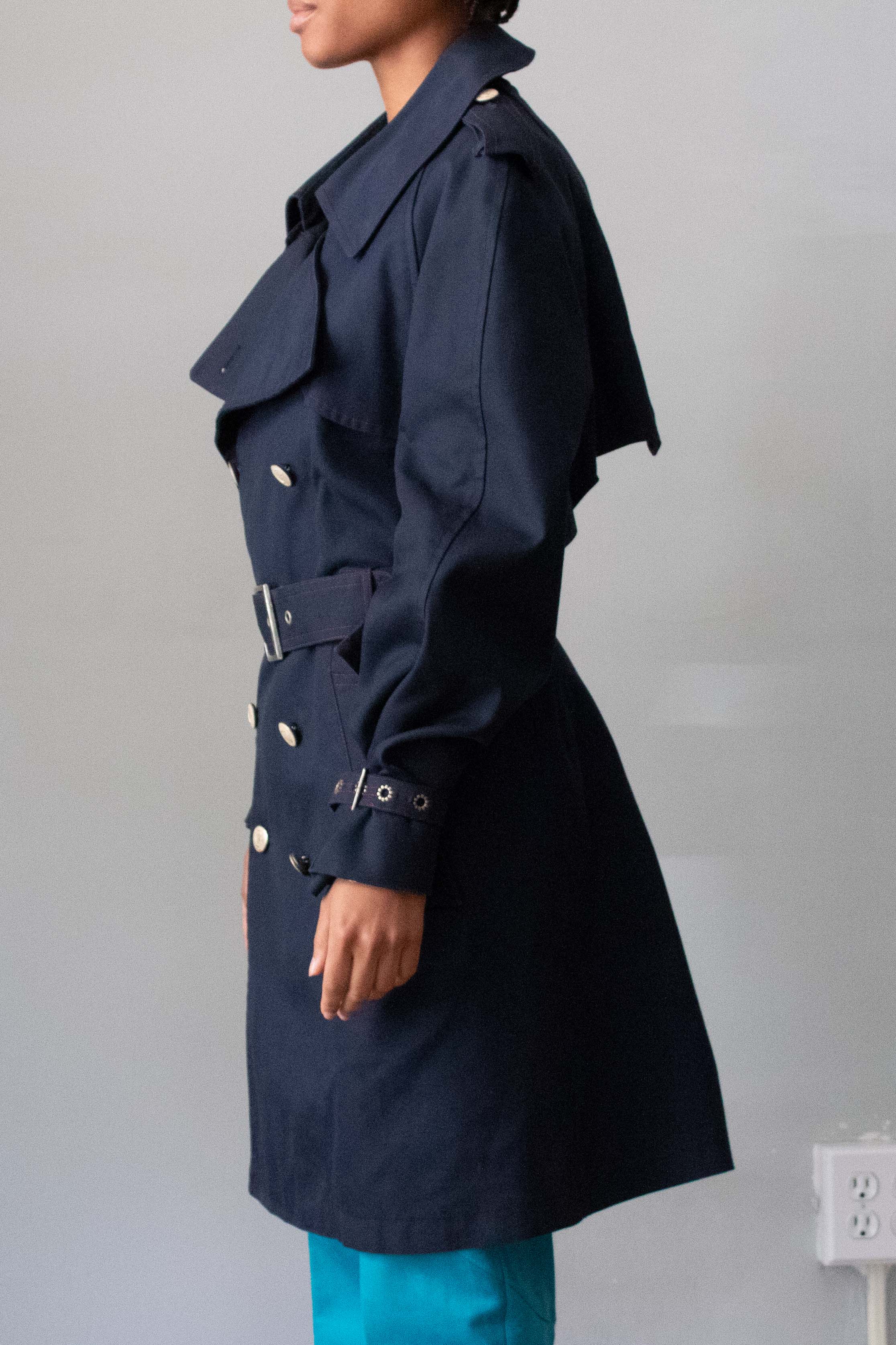 John Weitz Dark Blue Trench Coat Moore Vintage Archive