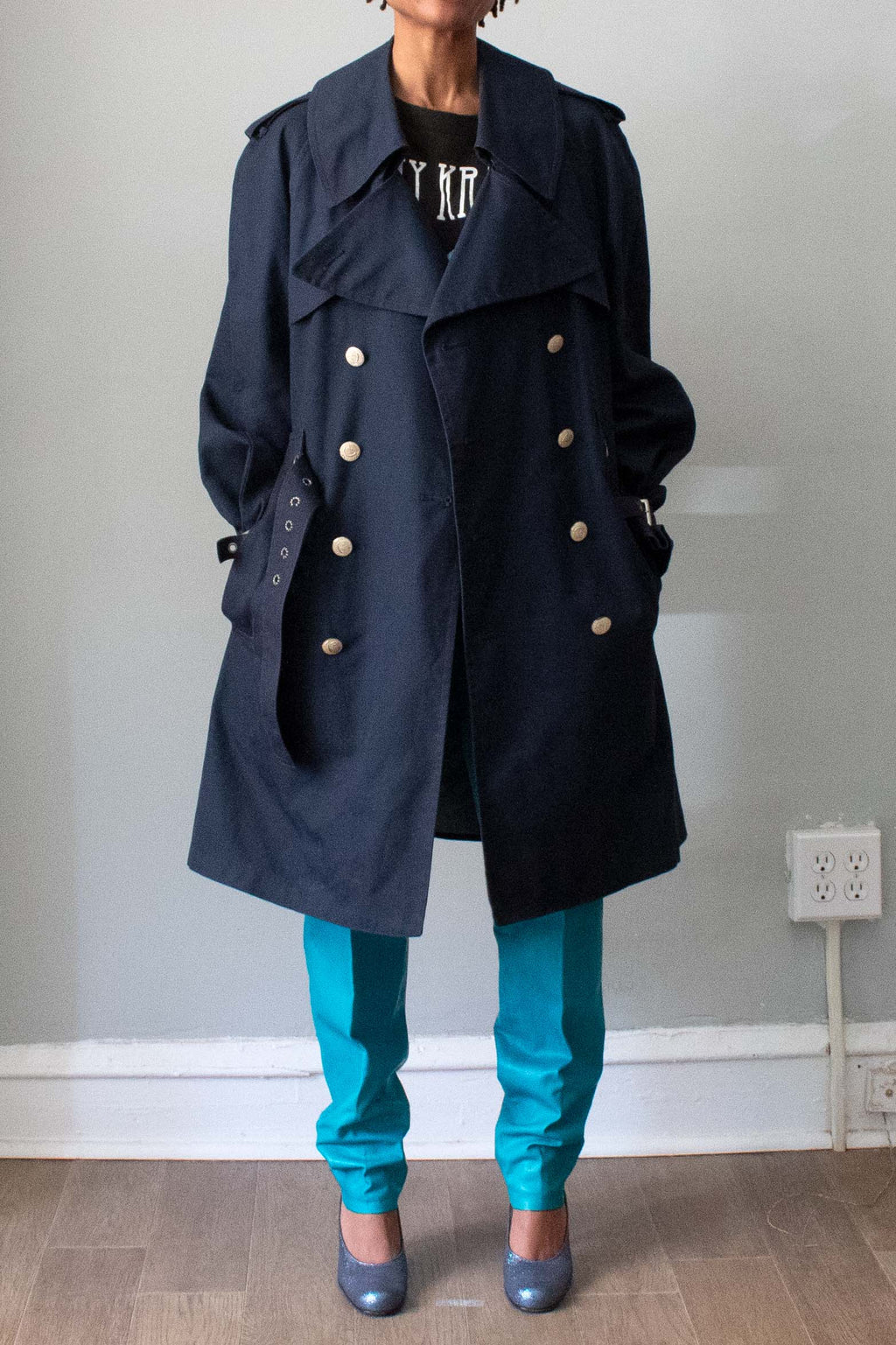 John Weitz Dark Blue Trench Coat