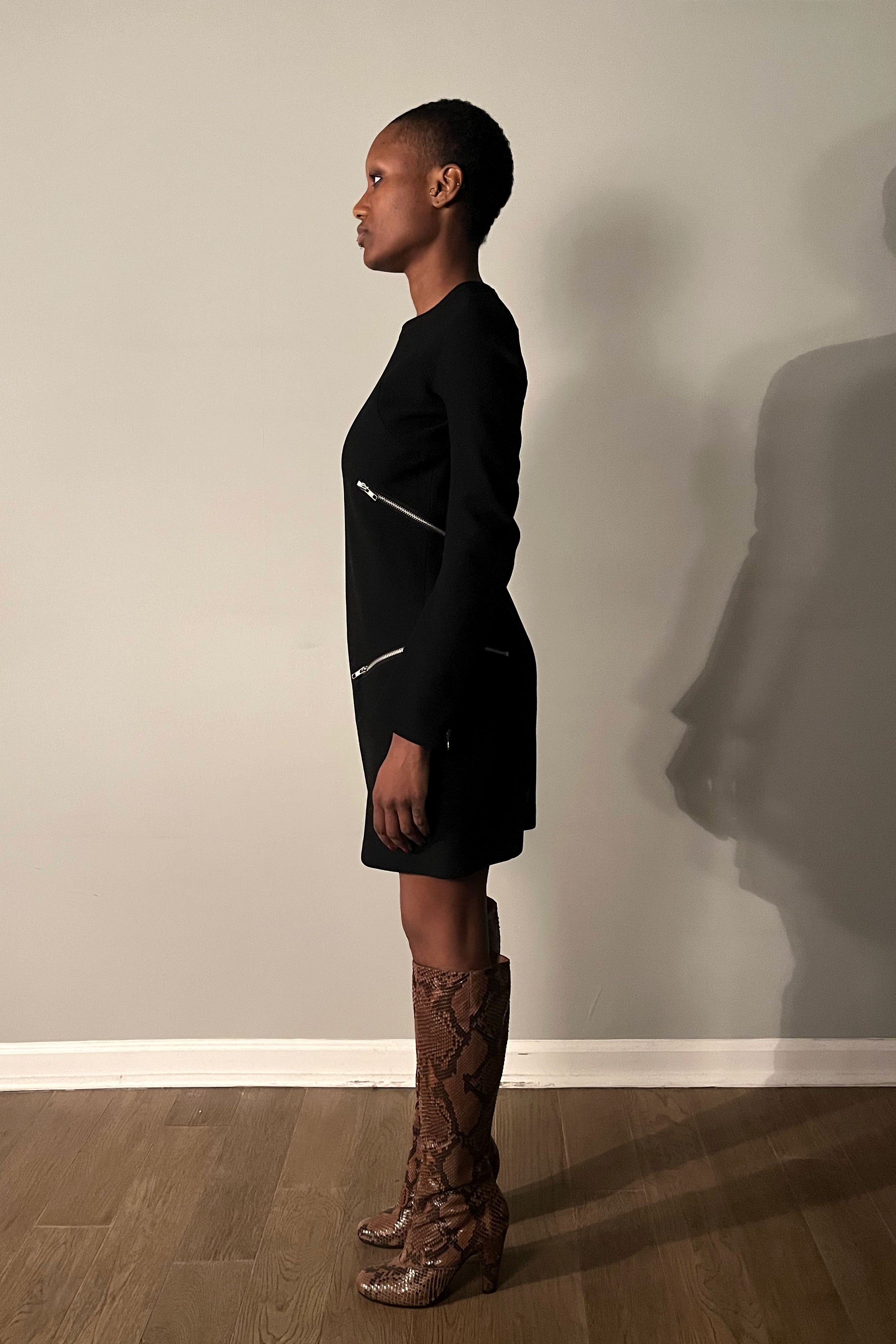 Junya Watanabe Black Wool Zip Mini Dress Moore Vintage Archive Junya Watanabe Black Wool Zip Mini Dress Moore Vintage Archive