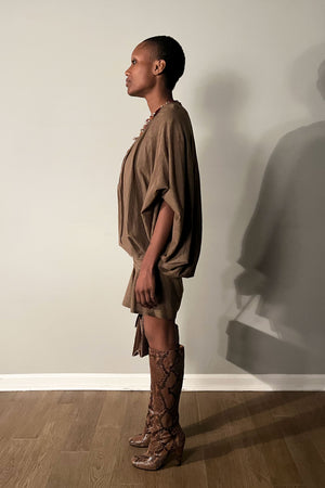 Junya Watanabe Beige Wool Blend Draped Dress Moore Vintage Archive Junya Watanabe Beige Wool Blend Draped Dress Moore Vintage Archive