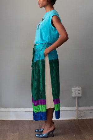 Kenzo Jap Blue Multicolored Silk Skirt