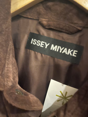 Issey Miyake Brown Suede Snap Front Puffer