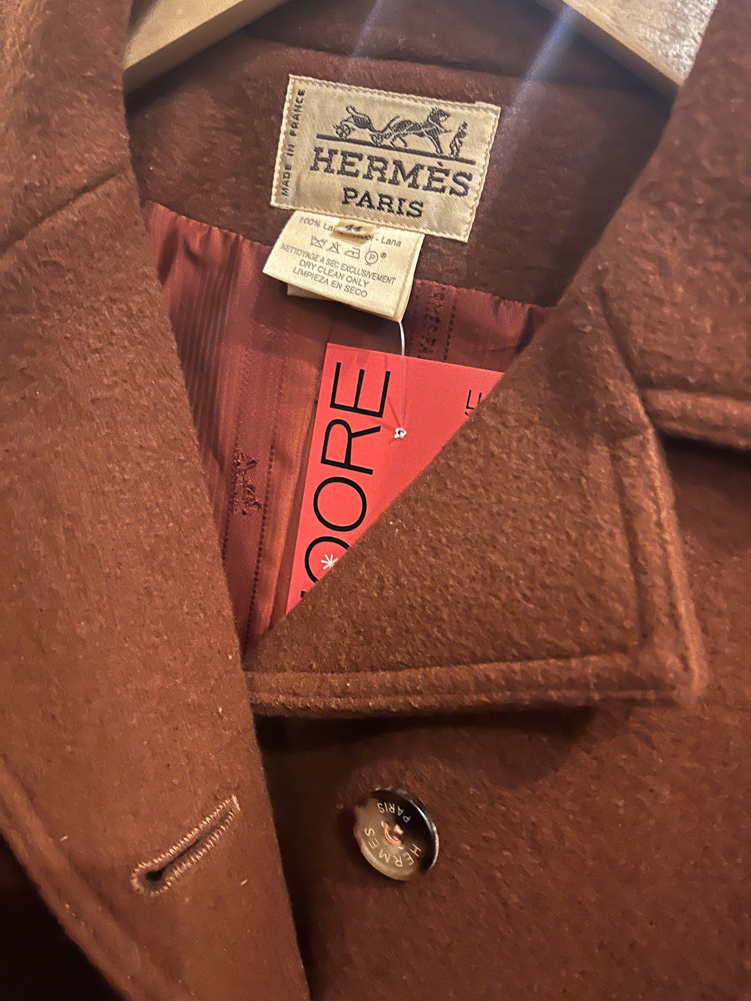 Hermes Rust Wool Asymmetrical Jacket