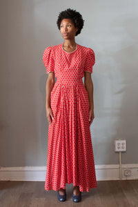 1930s Red Polka Dot Cotton Dress