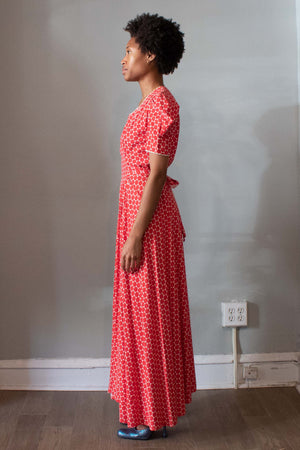 1930s Red Polka Dot Cotton Dress