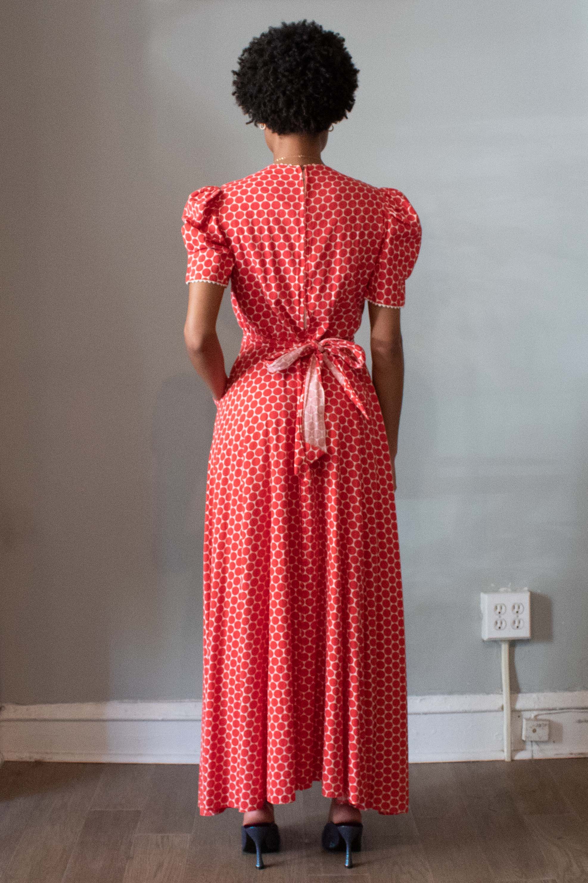 1930s Red Polka Dot Cotton Dress