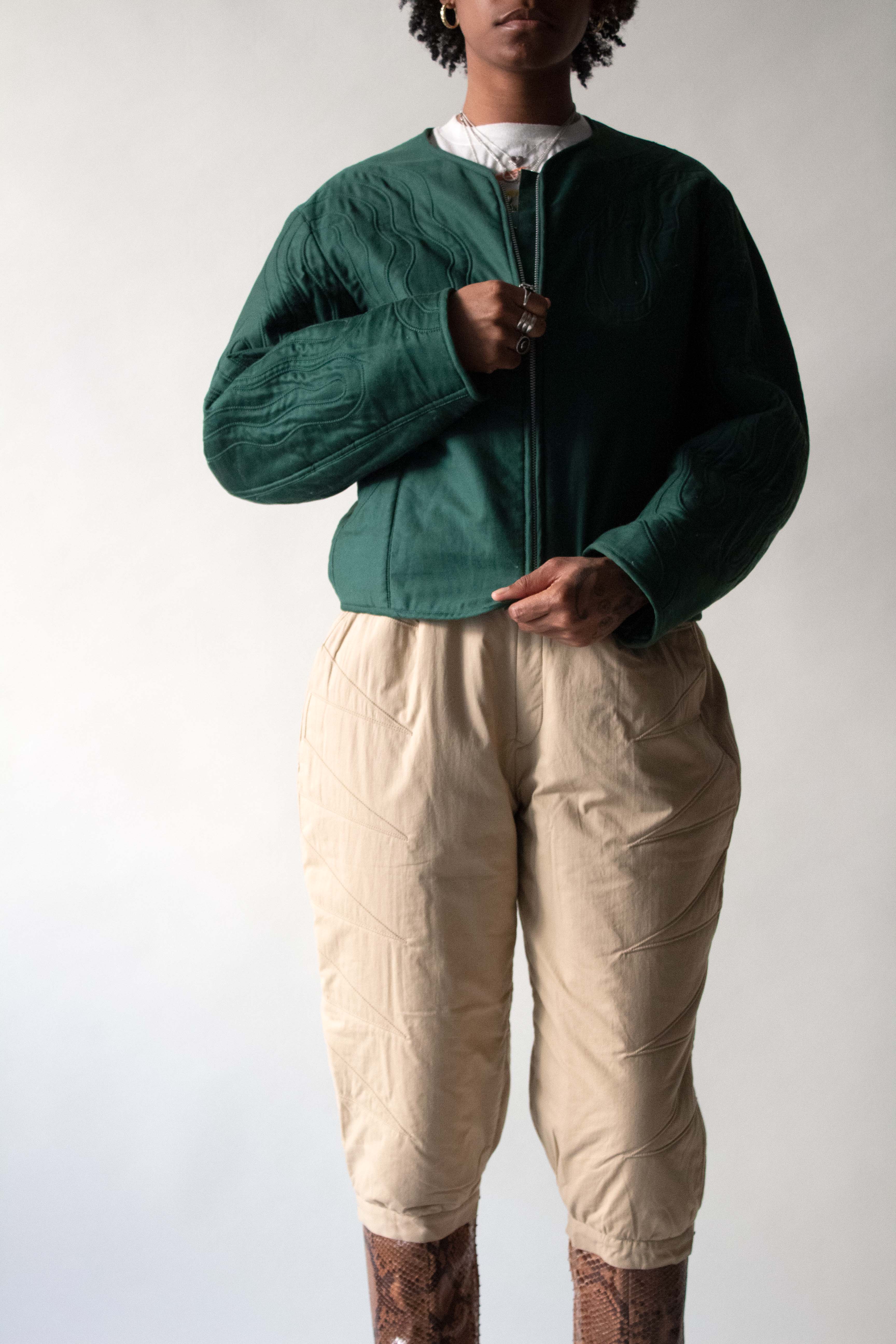 Issey Miyake 70s Tan Quilted Cotton Capris