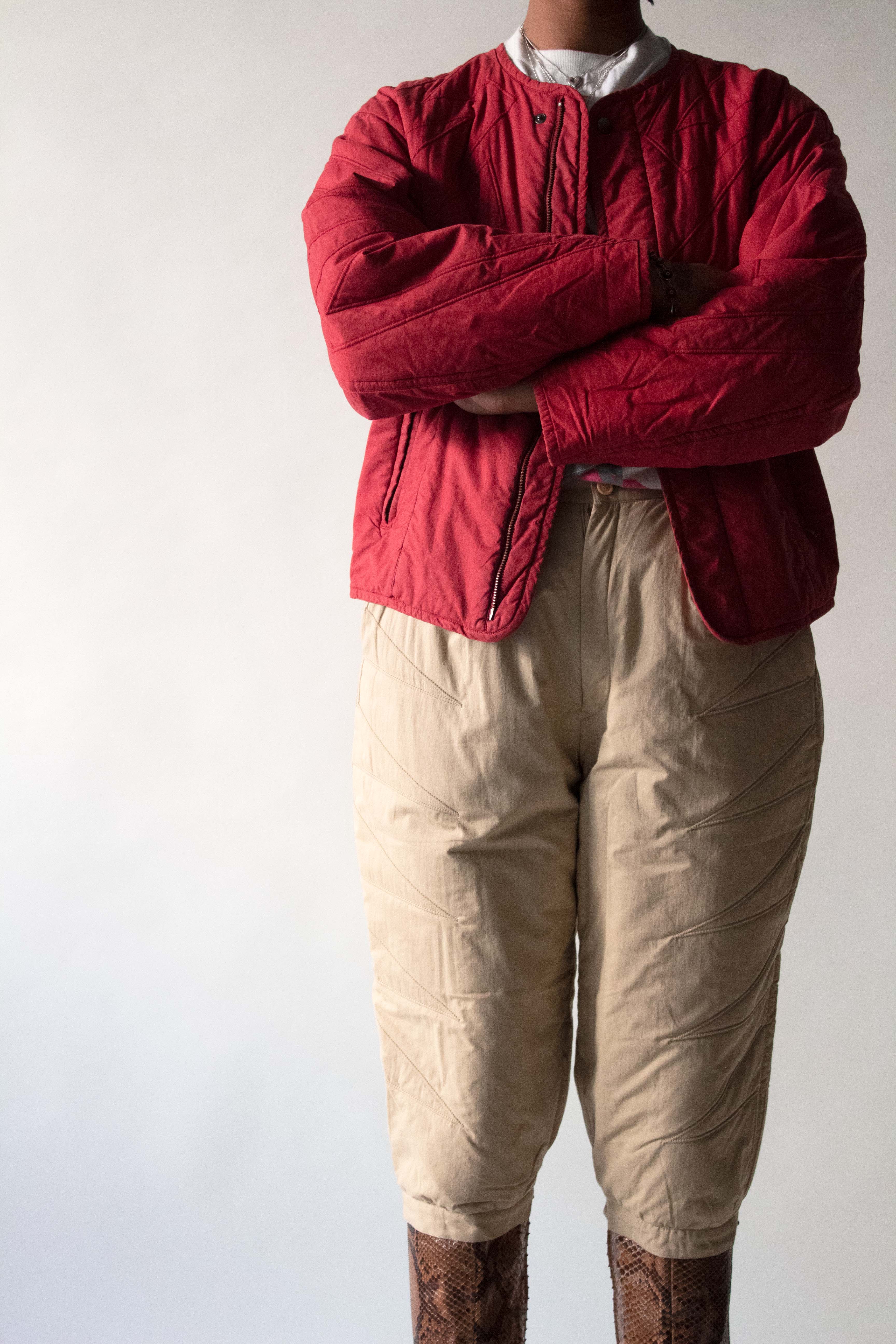 Issey Miyake 70s Tan Quilted Cotton Capris