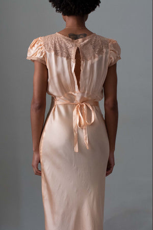 Abraham and Straus Peach Lace Silk Slip Dress