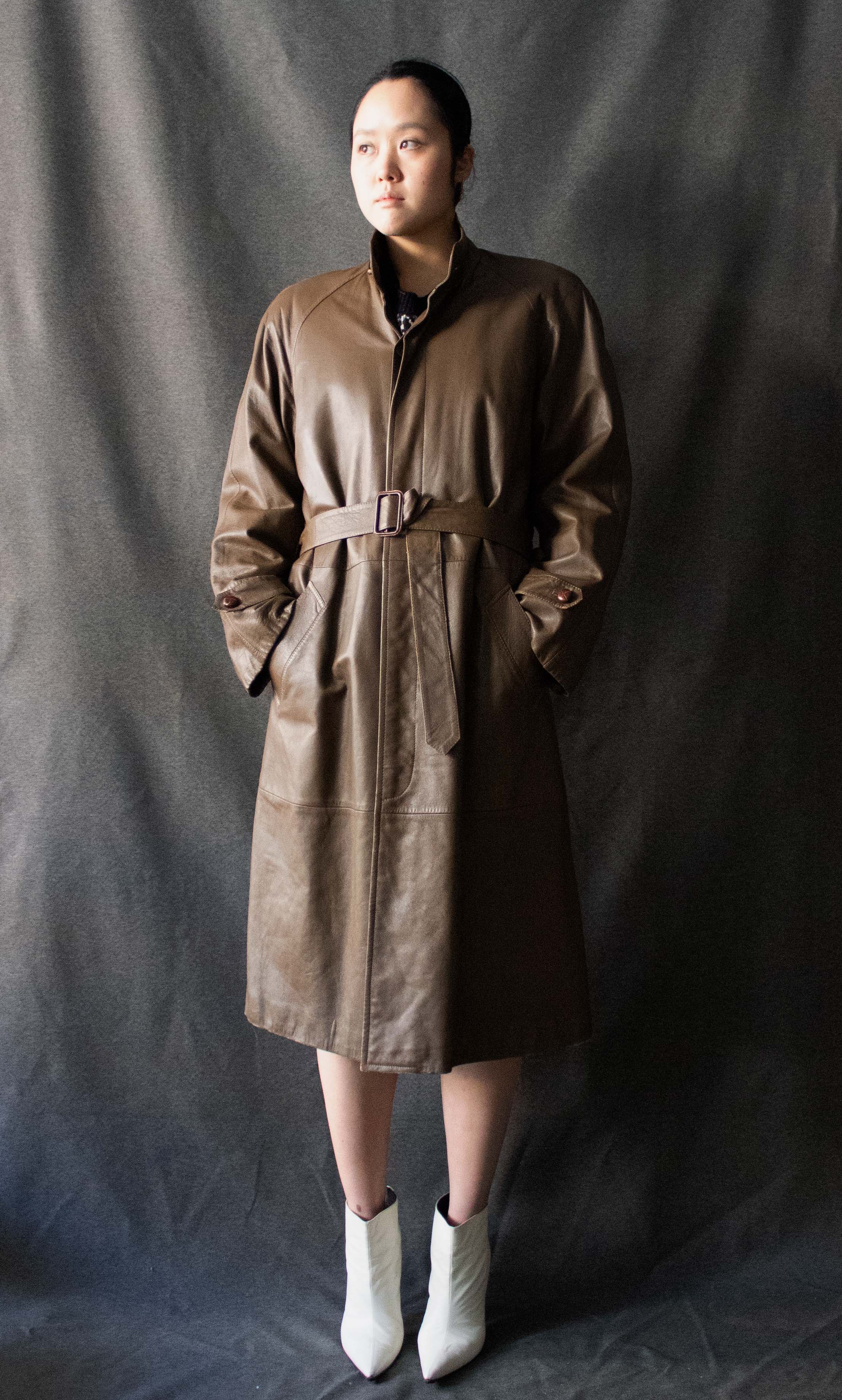 Valentino Brown Leather Trench Coat