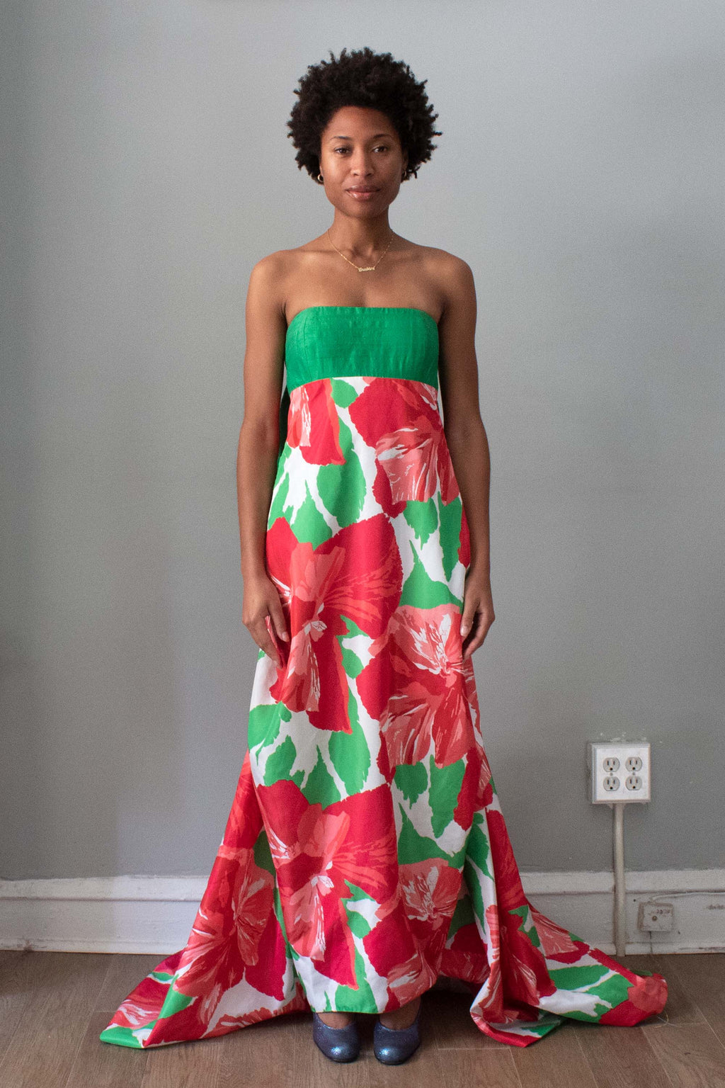 Victor Costa Floral Print Gown