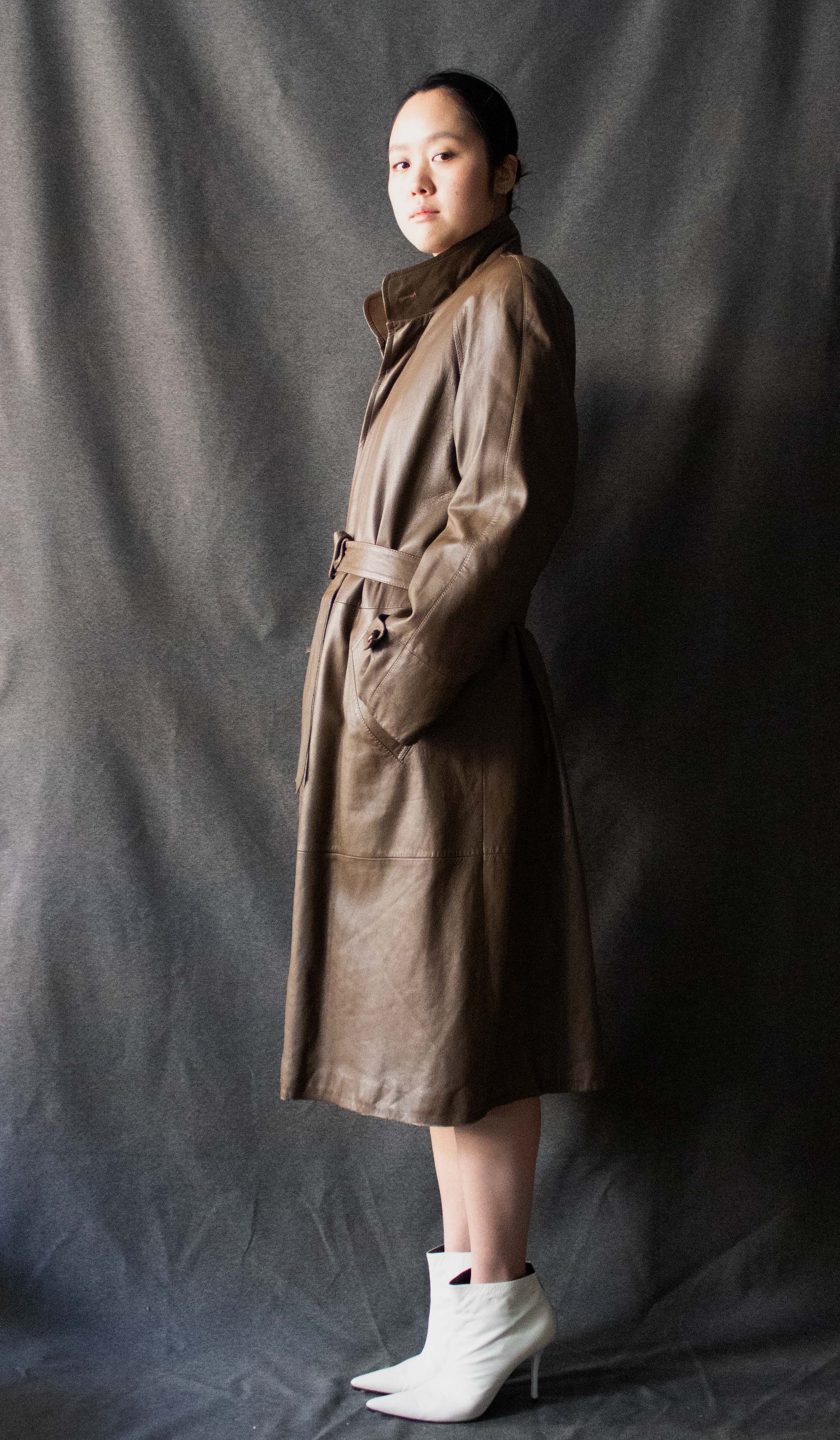 Valentino Brown Leather Trench Coat