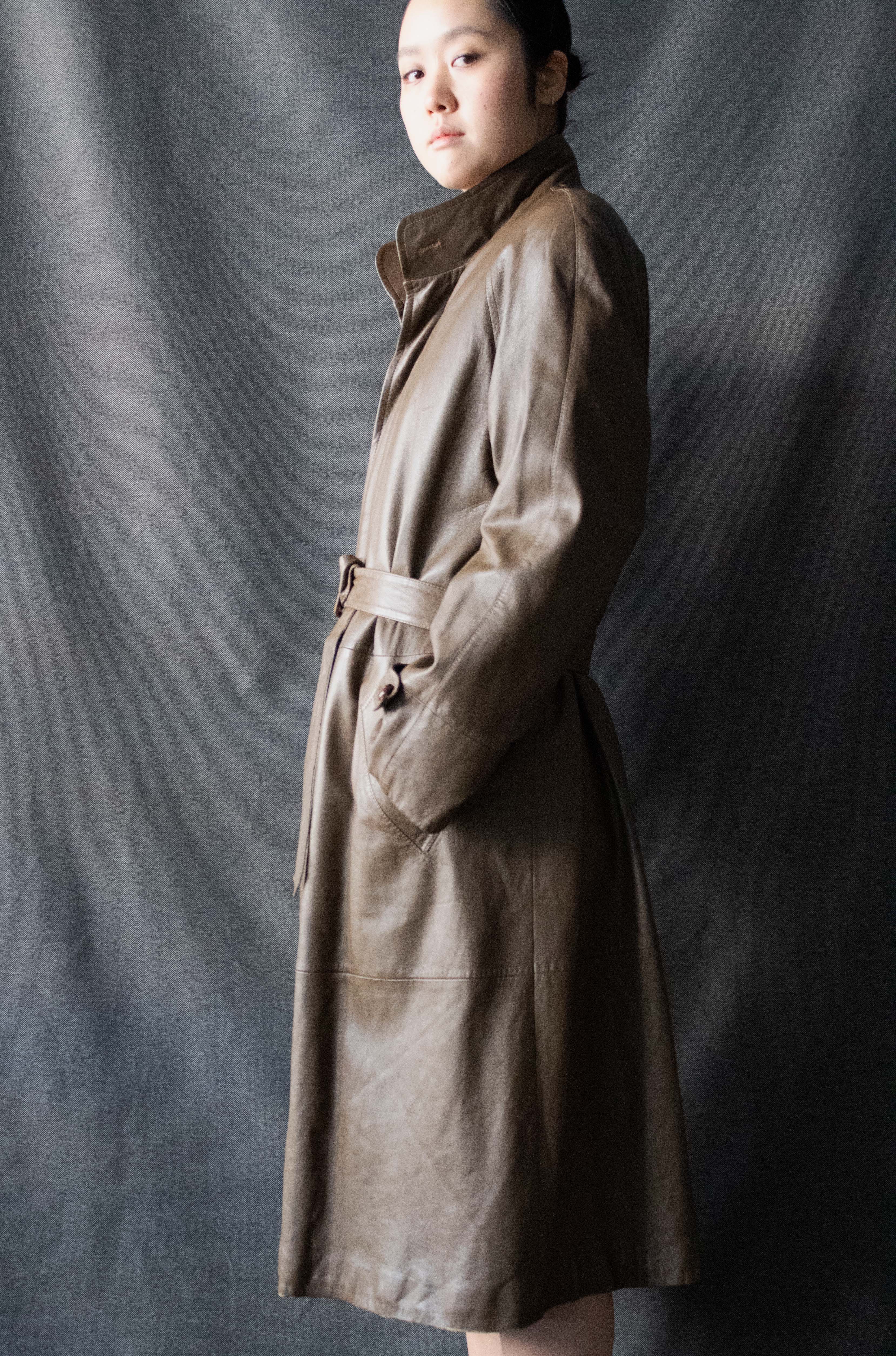 Valentino Brown Leather Trench Coat