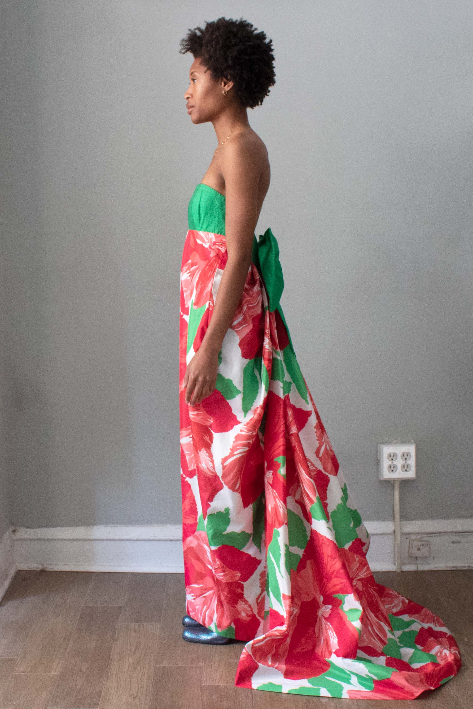 Victor Costa Floral Print Gown