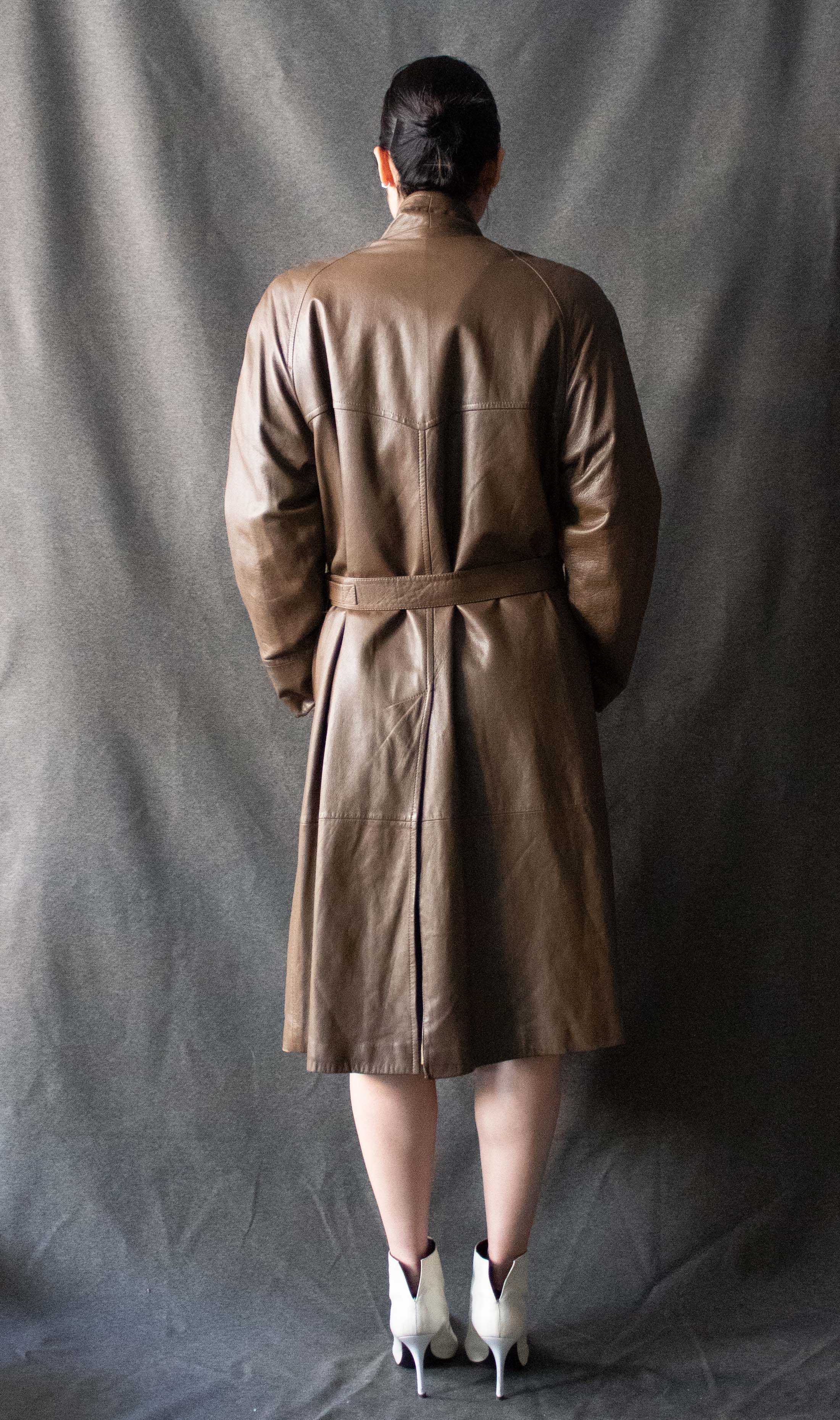 Valentino Brown Leather Trench Coat