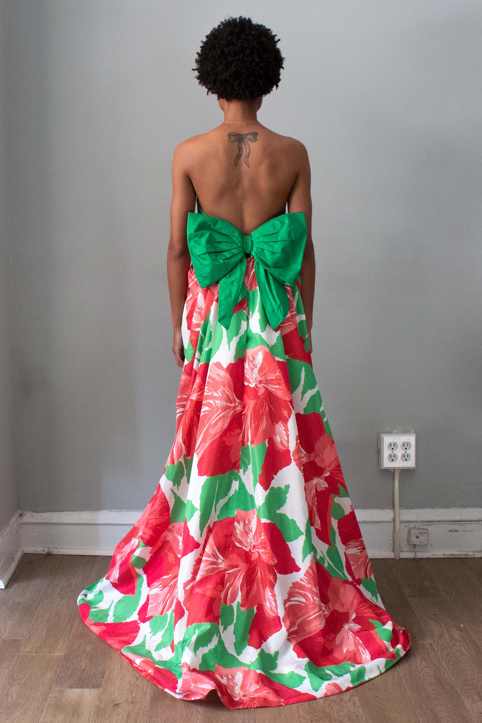 Victor Costa Floral Print Gown