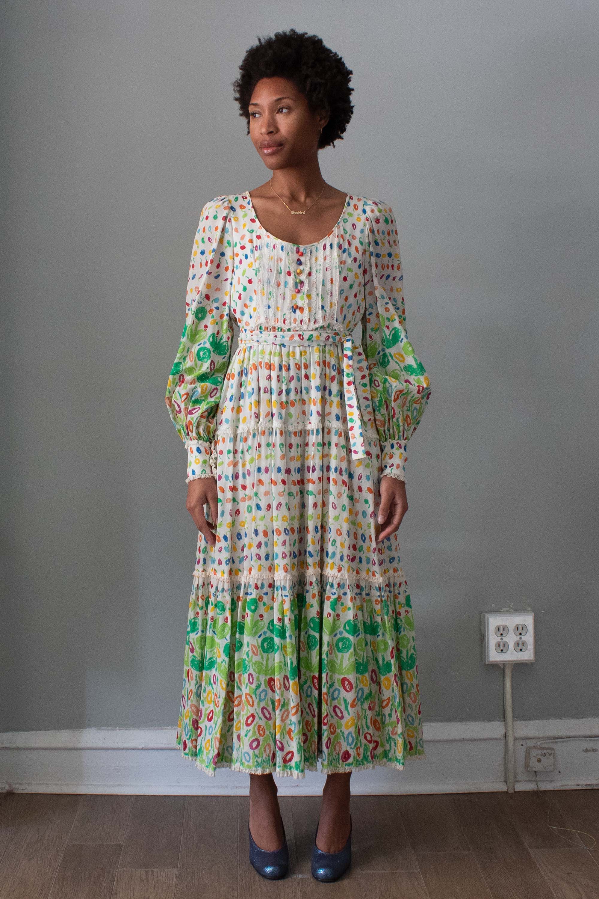 Saks Fifth Avenue 1970s Floral Cotton Dress Moore Vintage Archive Saks Fifth Avenue 1970s Floral Cotton Dress Moore Vintage Archive