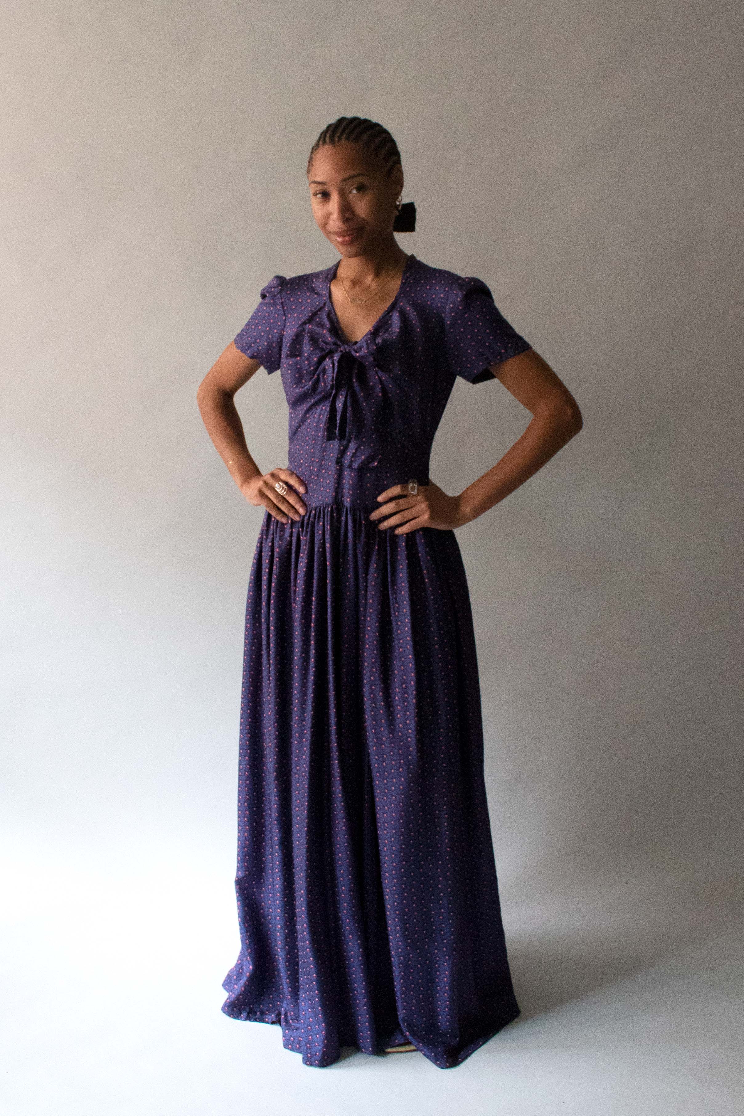 Vintage Purple and Red Print Dress
