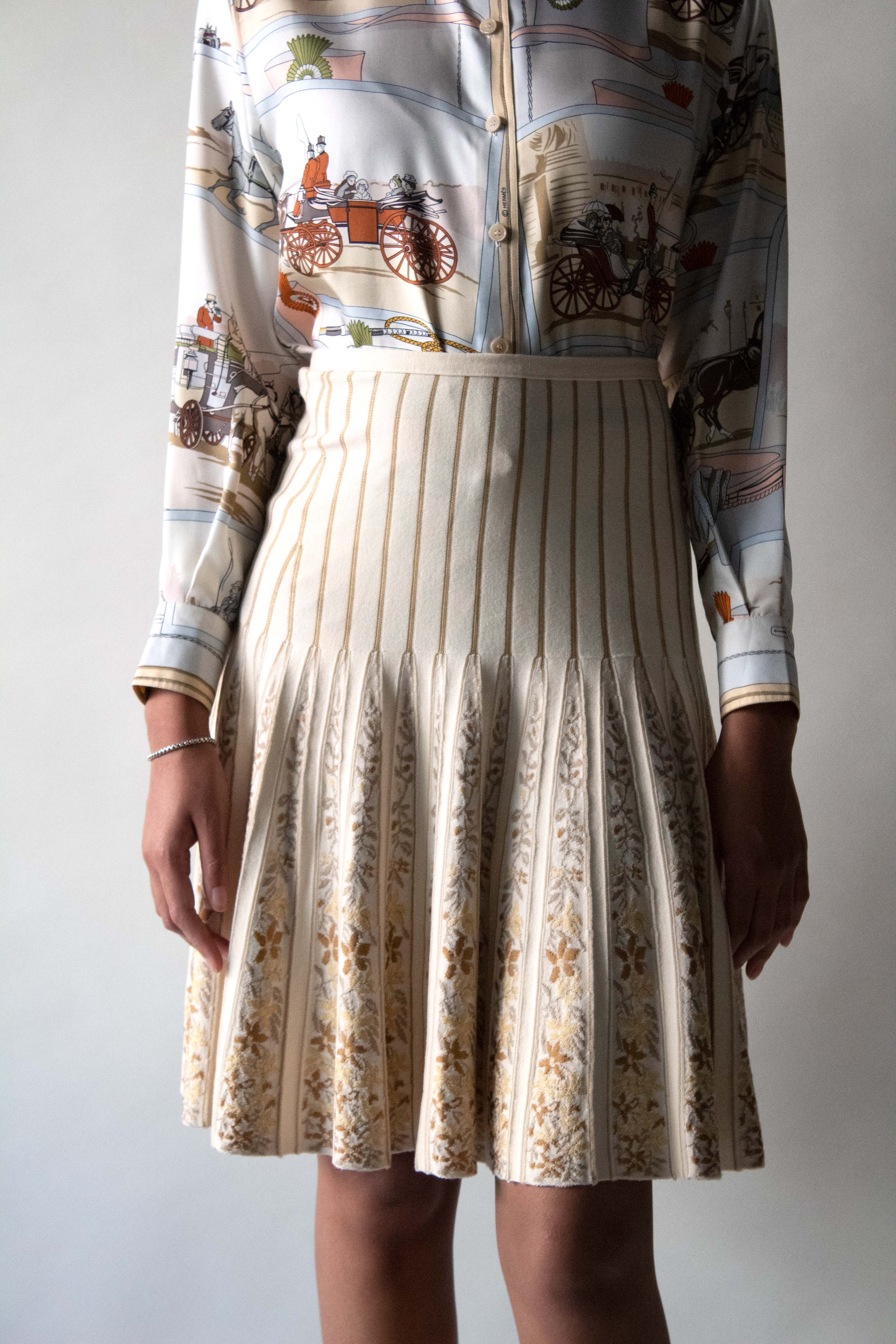 Alaia Cream Wool Blend Skirt