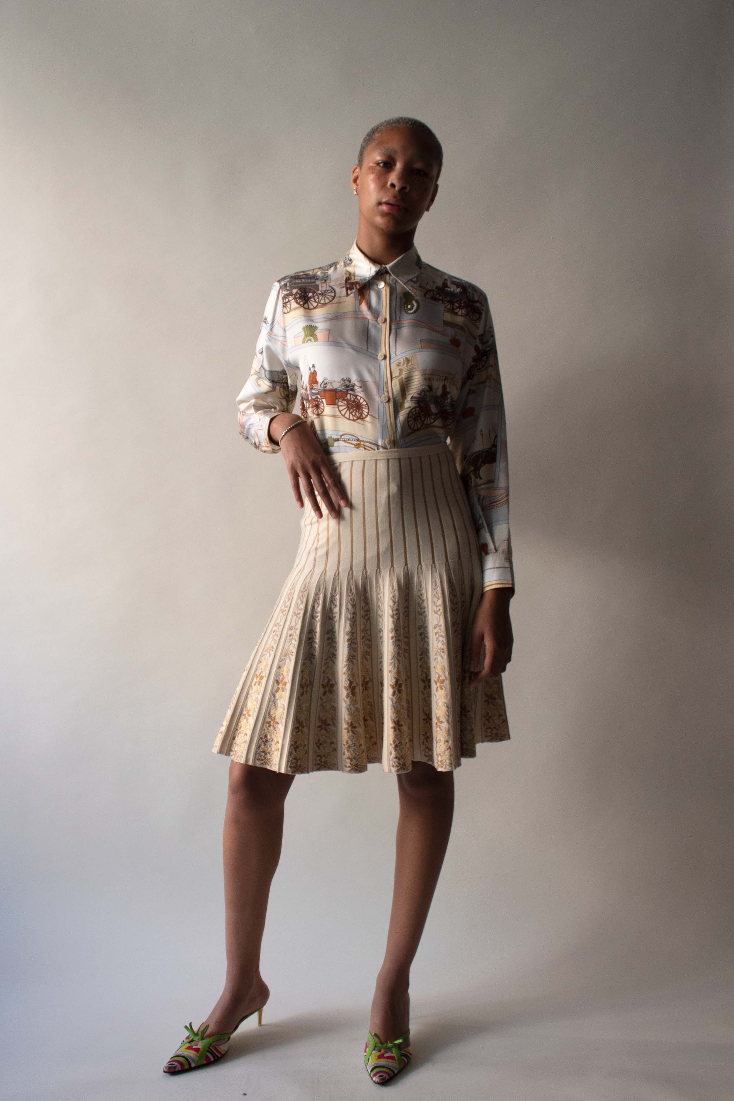 Alaia Cream Wool Blend Skirt