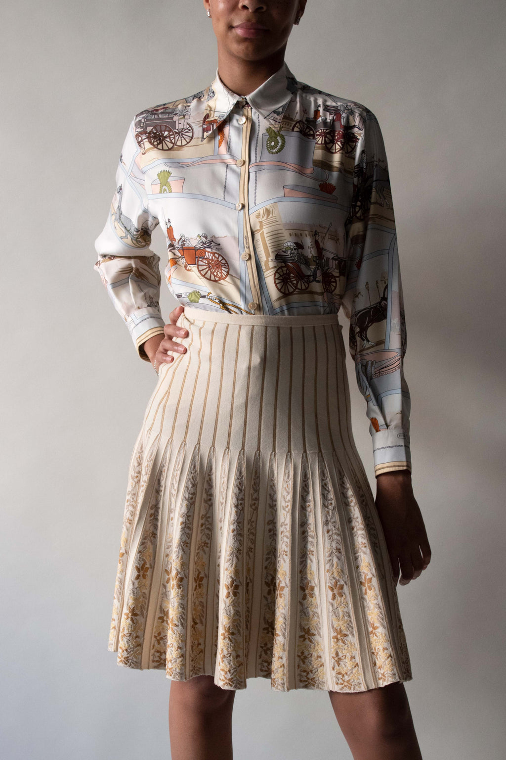 Alaia Cream Wool Blend Skirt